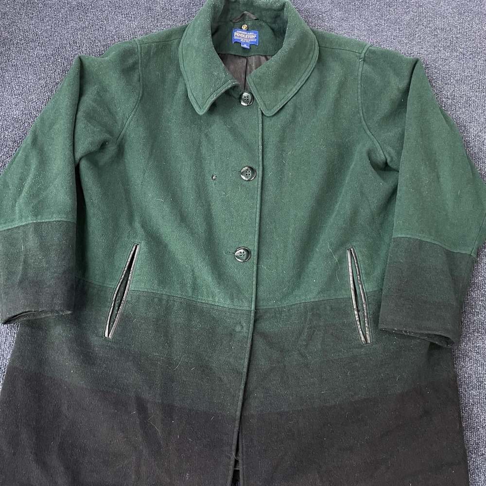 Pendleton Coat Womens 3X Green Wool Button Front Lined Mid Length Overcoat
